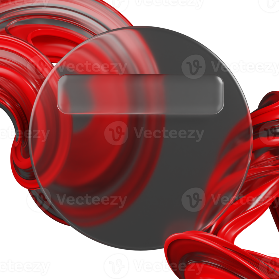 3d rendering circle glassmorphism with red abstract png