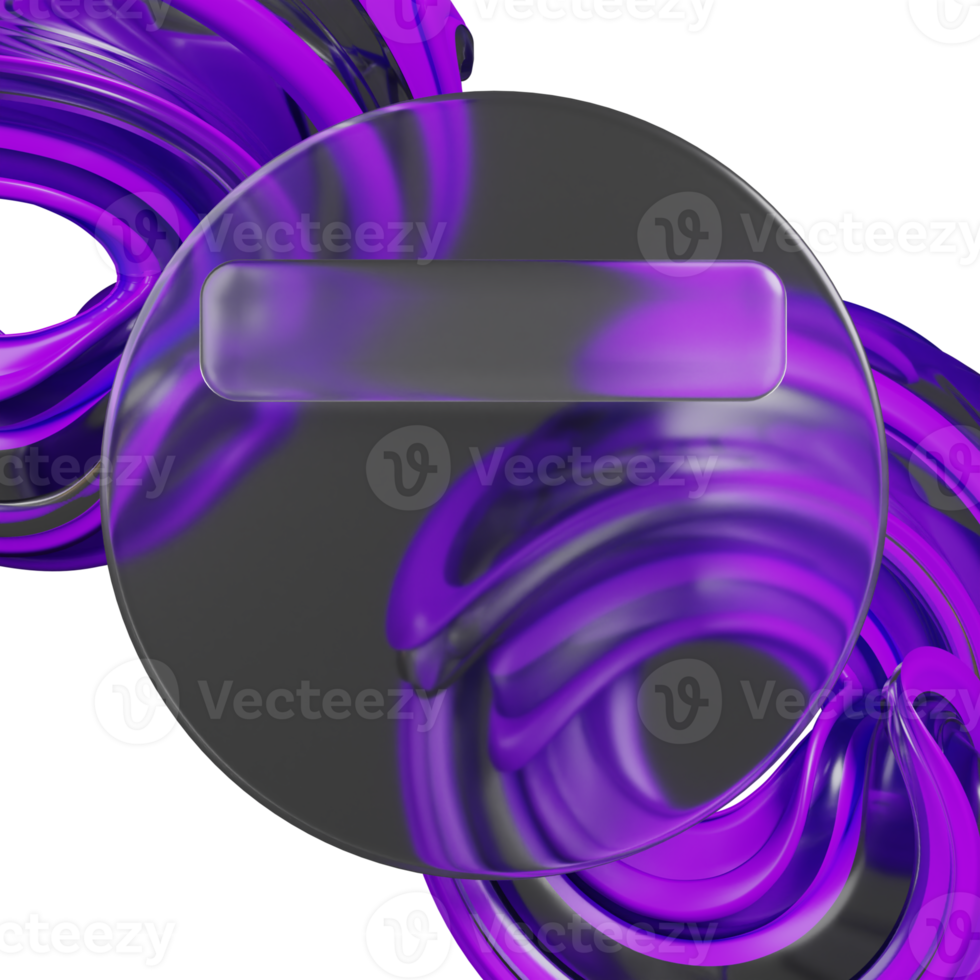 3d rendering circle glassmorphism with purple abstract png