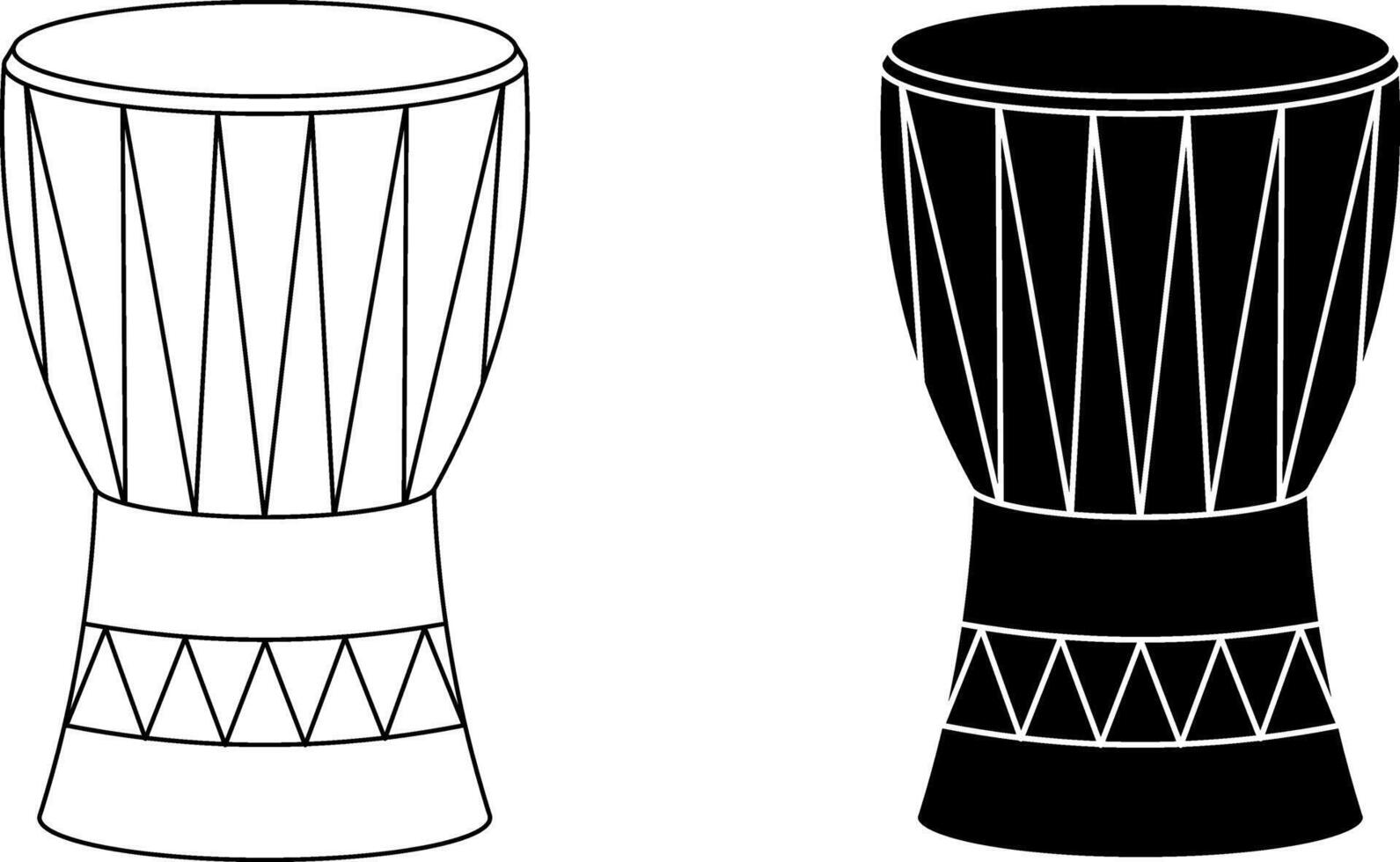 outline silhouette djembe icon set vector