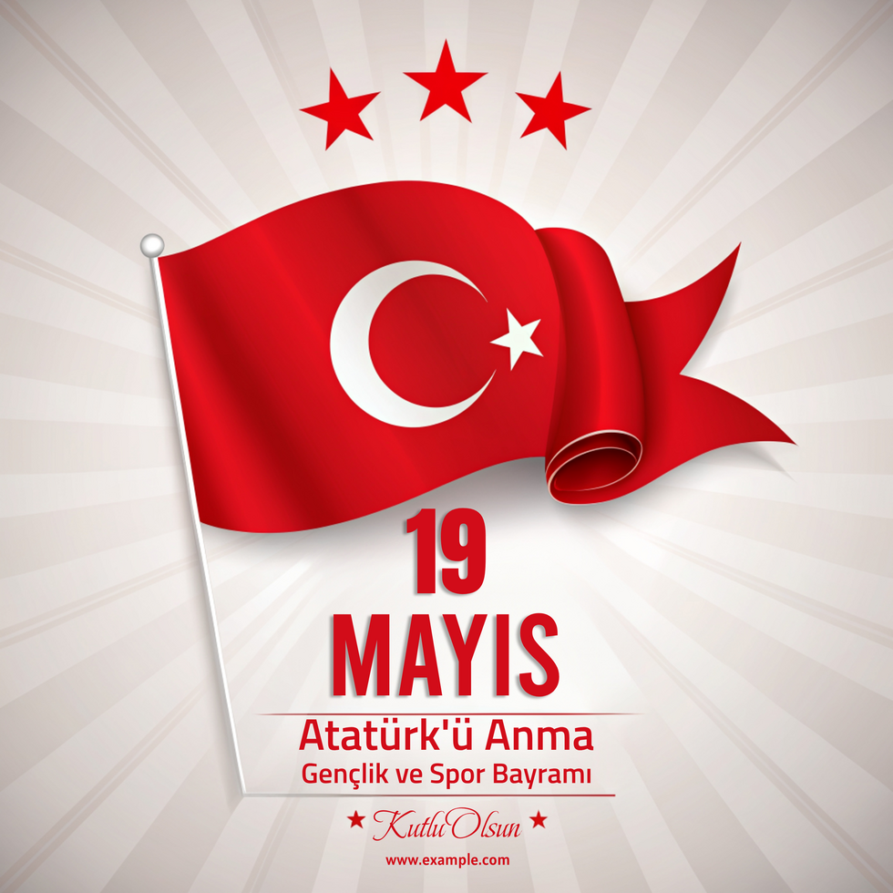 19 May red flag with a white star and a red star on it psd