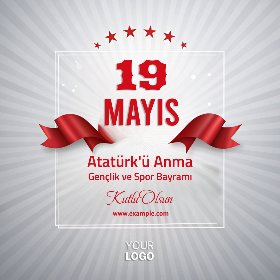 A red ribbon with the number 19 on it psd