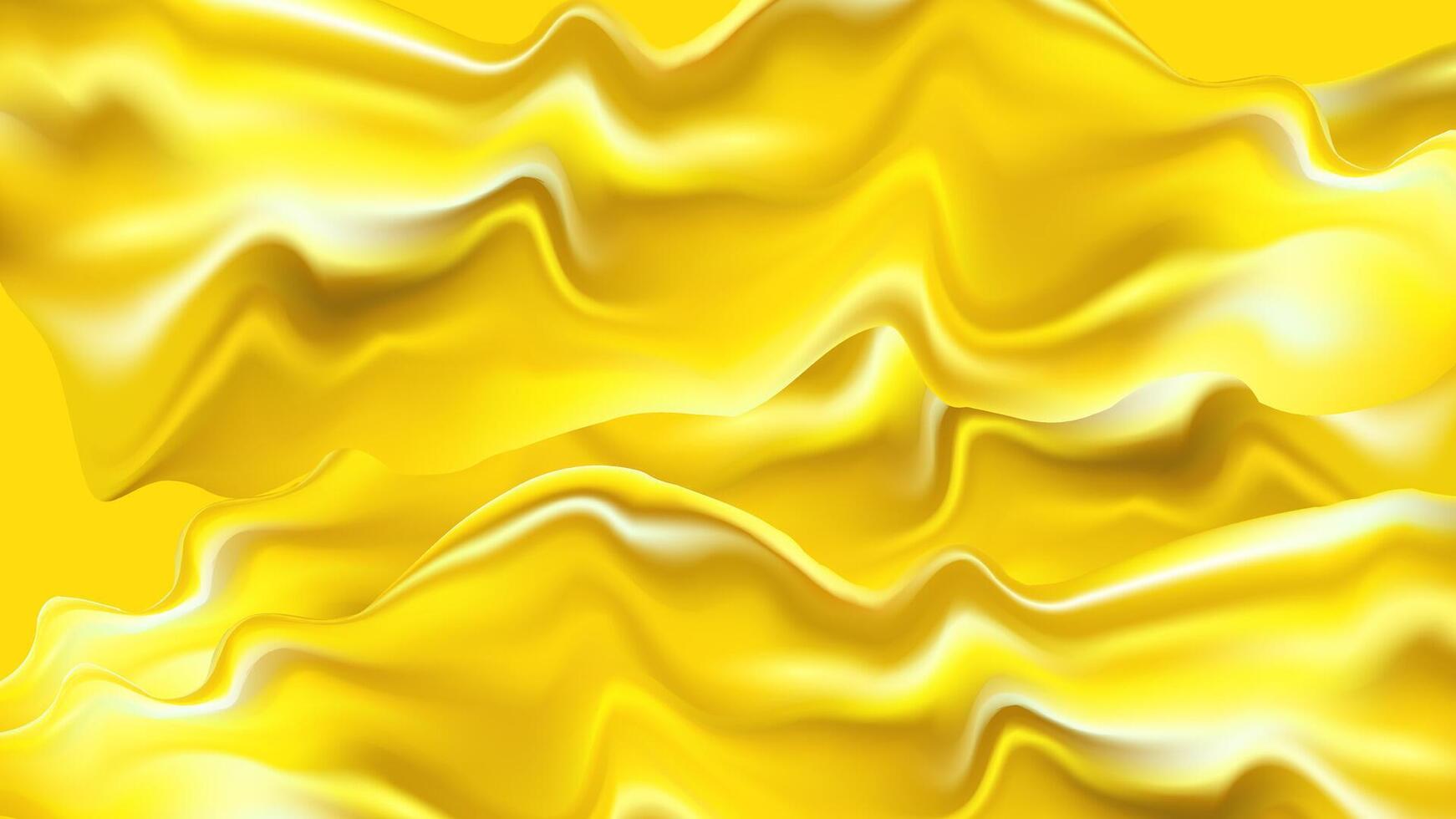 3d diseño con seda textura paño antecedentes. dorado suave ondas. lujoso satín tela. producto publicidad diseño. realista ilustración. vector