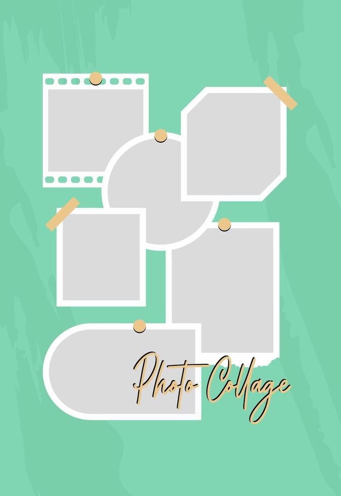 Pictures or photos frame collage. comics page grid layout abstract photo frames and digital photo wall template vector