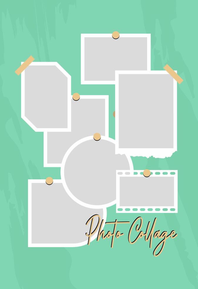 Pictures or photos frame collage. comics page grid layout abstract photo frames and digital photo wall template vector