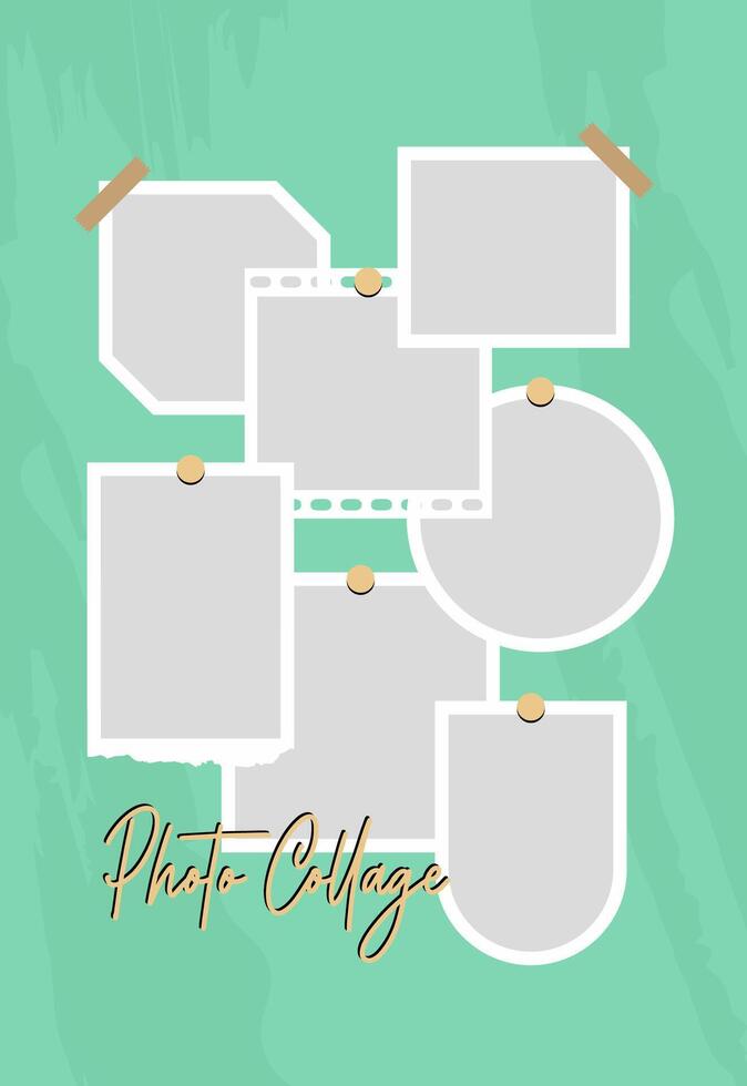 Pictures or photos frame collage. comics page grid layout abstract photo frames and digital photo wall template vector