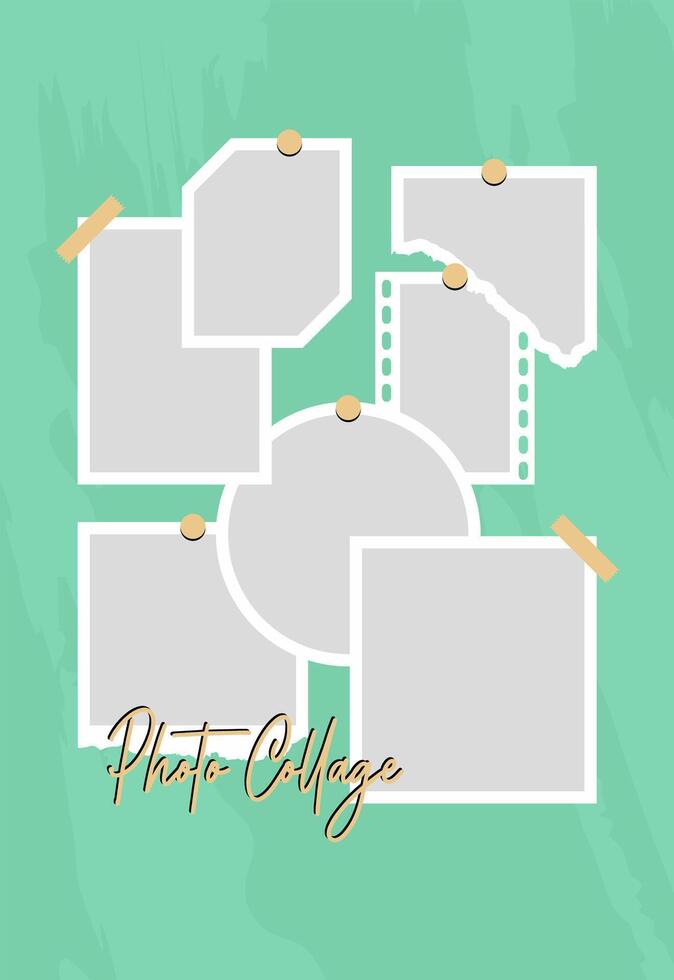 Pictures or photos frame collage. comics page grid layout abstract photo frames and digital photo wall template vector