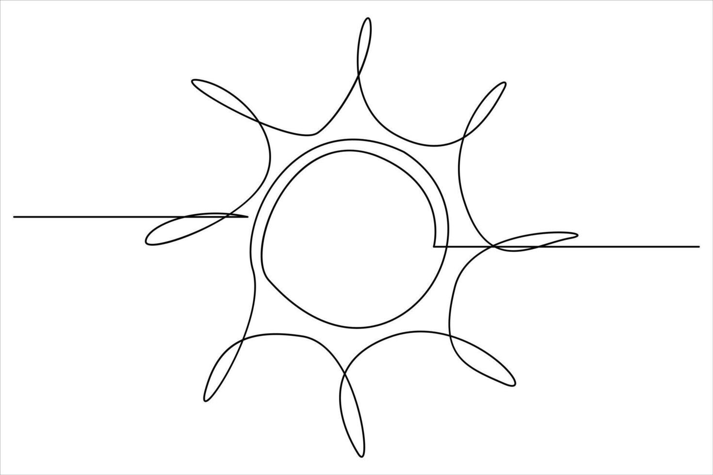 continuous one line drawing sun art Summer sun contour line sign line art illustration vector