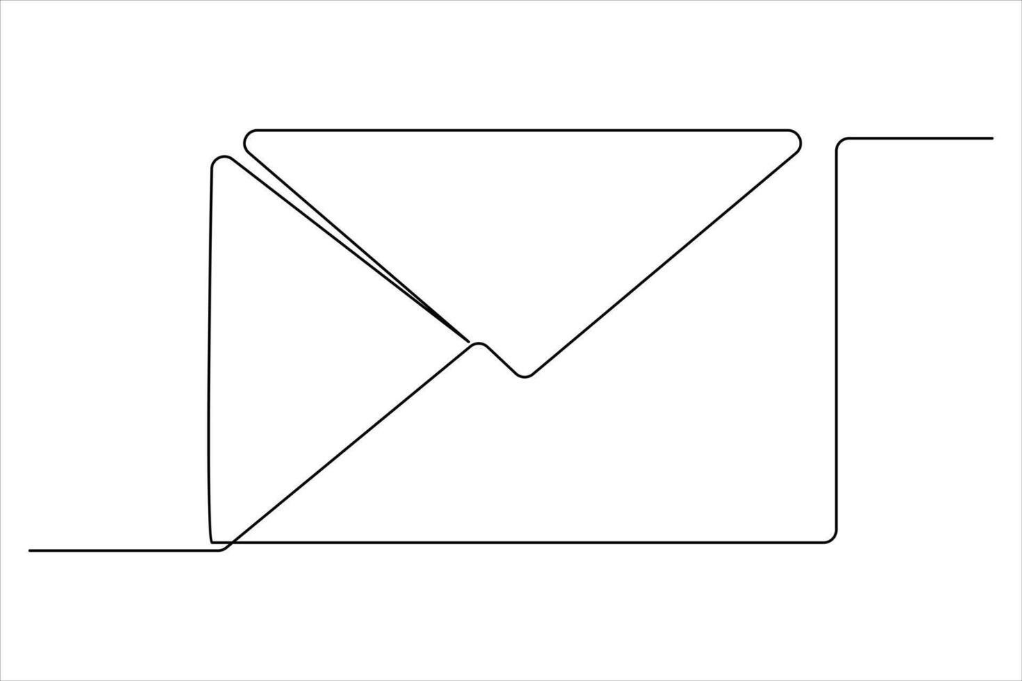 Continuous one line email outline hand drawn symbol line art illustration vector