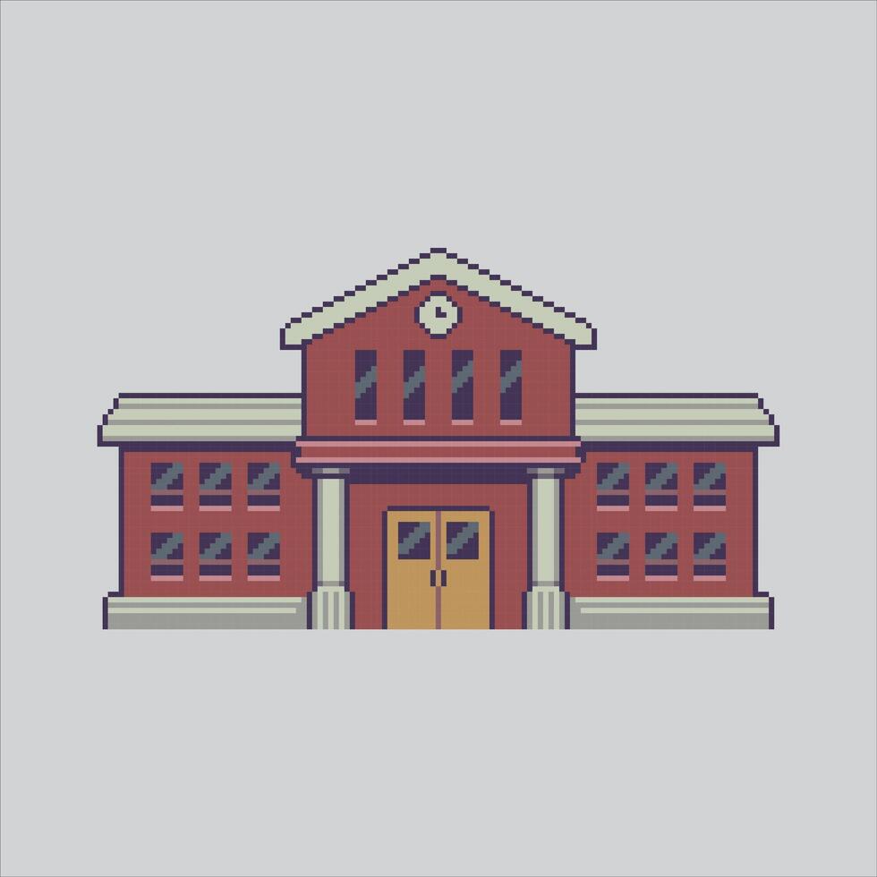 píxel Arte ilustración escuela. pixelado escuela. colegio clase edificio pixelado para el píxel Arte juego y icono para sitio web y juego. antiguo colegio retro vector