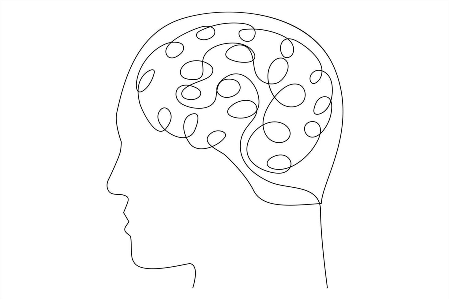 Continuous one line drawing of human brain hand drawn minimalism style brain line art illustration vector