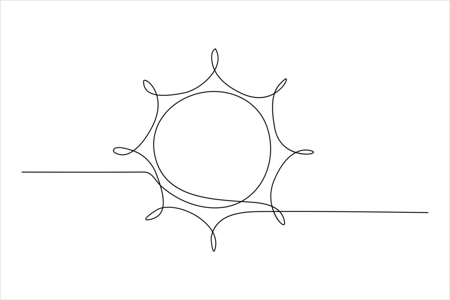 continuous one line drawing sun art Summer sun contour line sign line art illustration vector