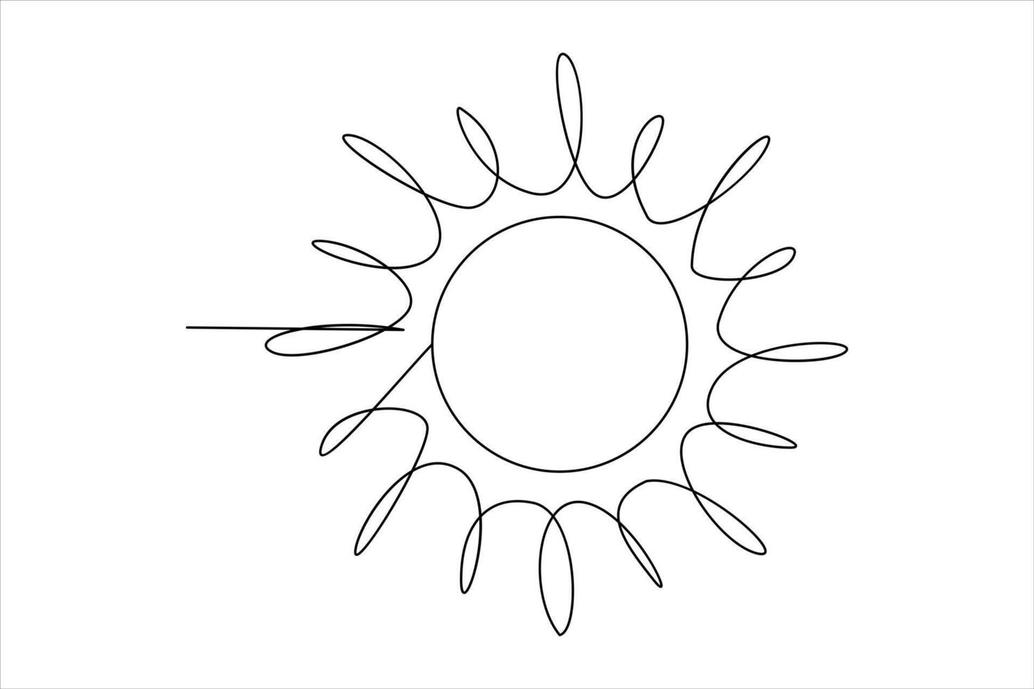 continuous one line drawing sun art Summer sun contour line sign line art illustration vector