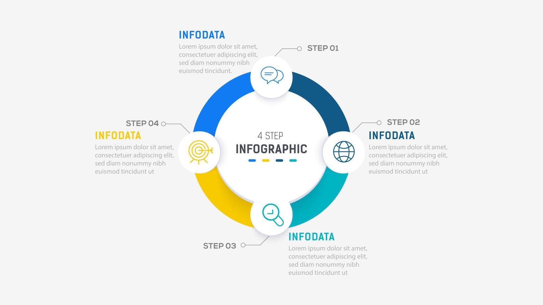 Four Step Infographic element design template for presentation. process diagram and presentations step, workflow layout, banner, flow chart, info graphic illustration. vector