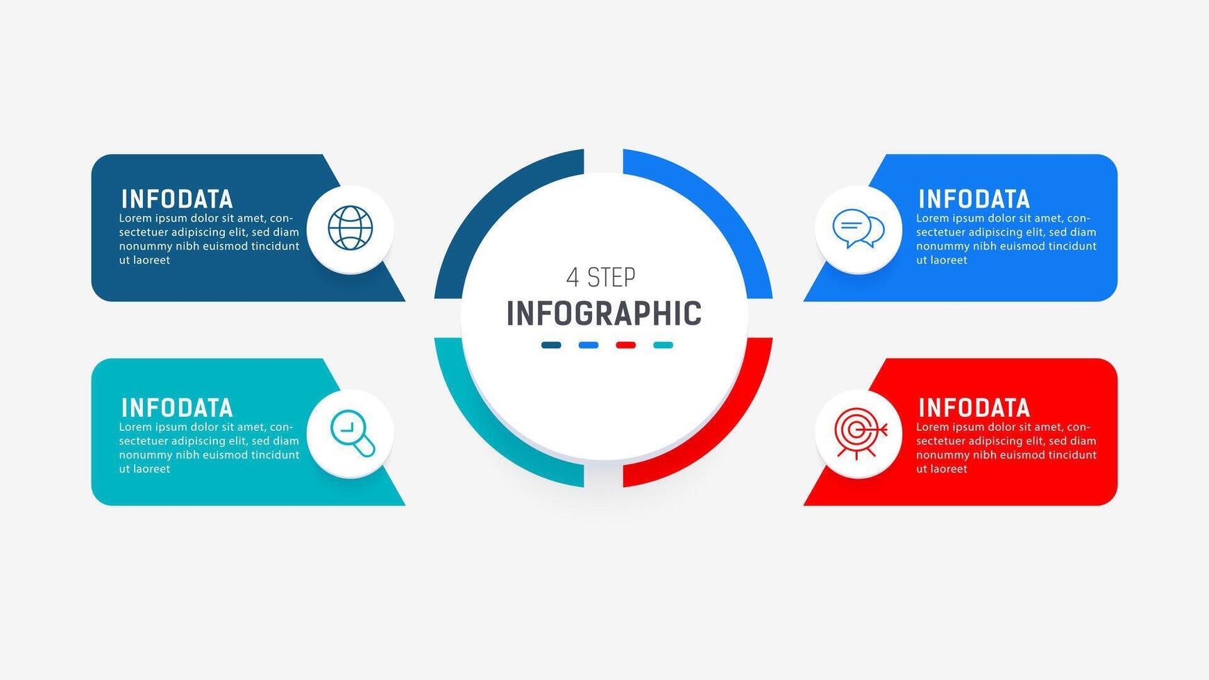 Four Step Infographic element design template for presentation. process diagram and presentations step, workflow layout, banner, flow chart, info graphic illustration. vector