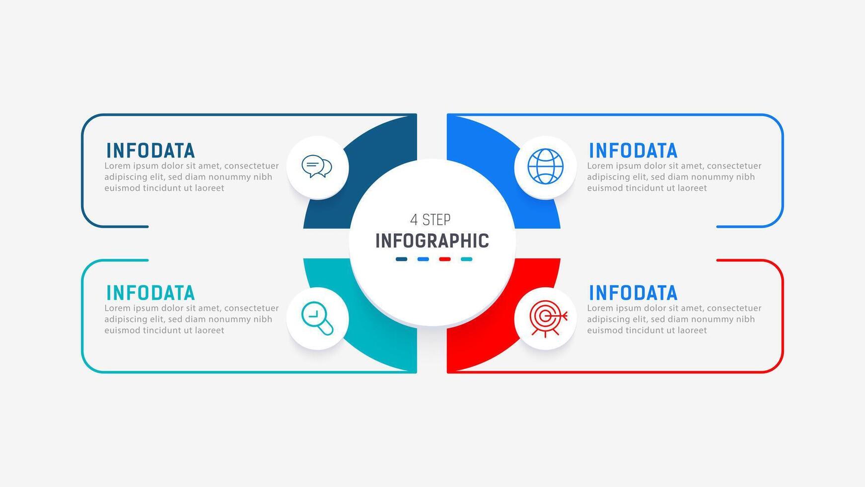 Four Step Infographic element design template for presentation. process diagram and presentations step, workflow layout, banner, flow chart, info graphic illustration. vector