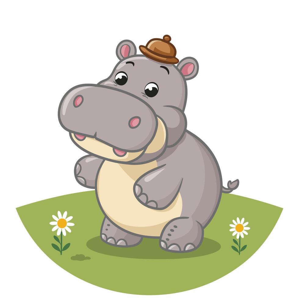 hippo cartoon character isolated on white background vector