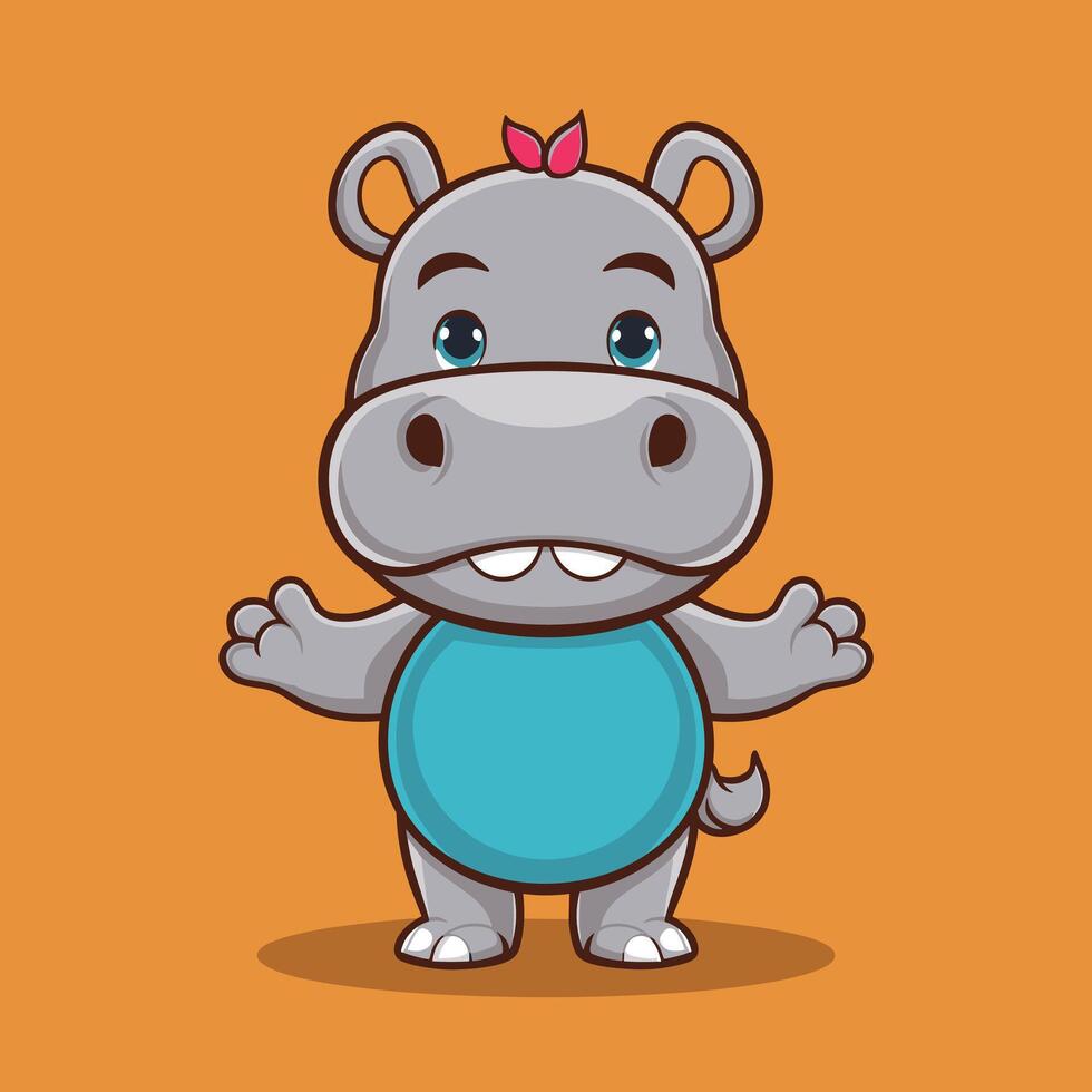 hippo cartoon character isolated on white background vector