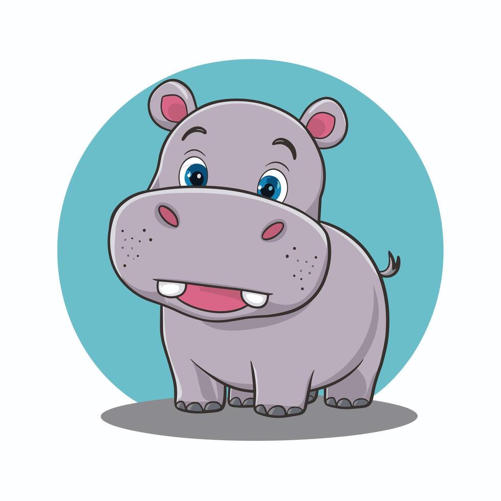 hippo cartoon character isolated on white background vector