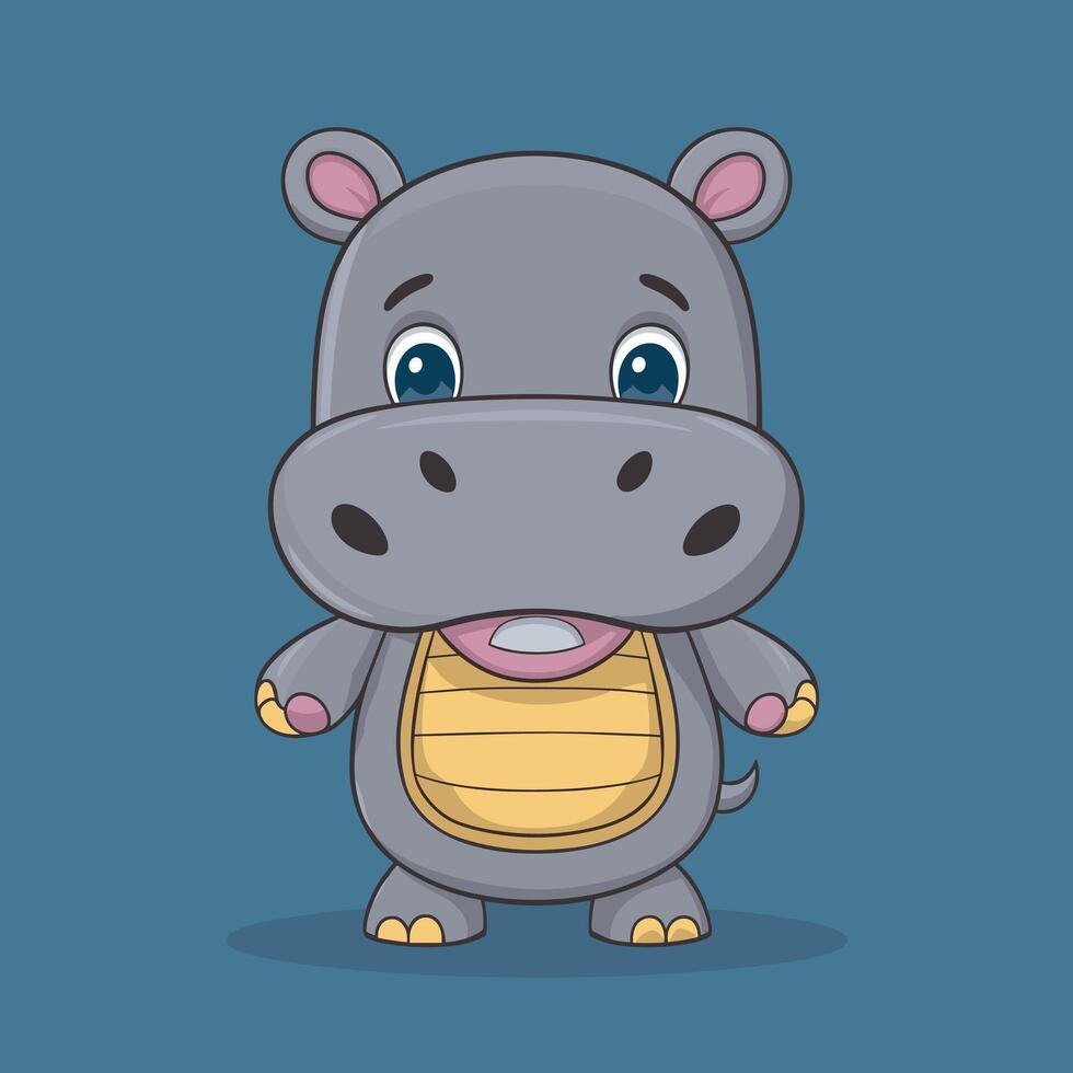 hippo cartoon character isolated on white background vector