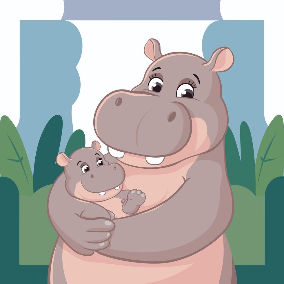 hippo cartoon character isolated on white background vector