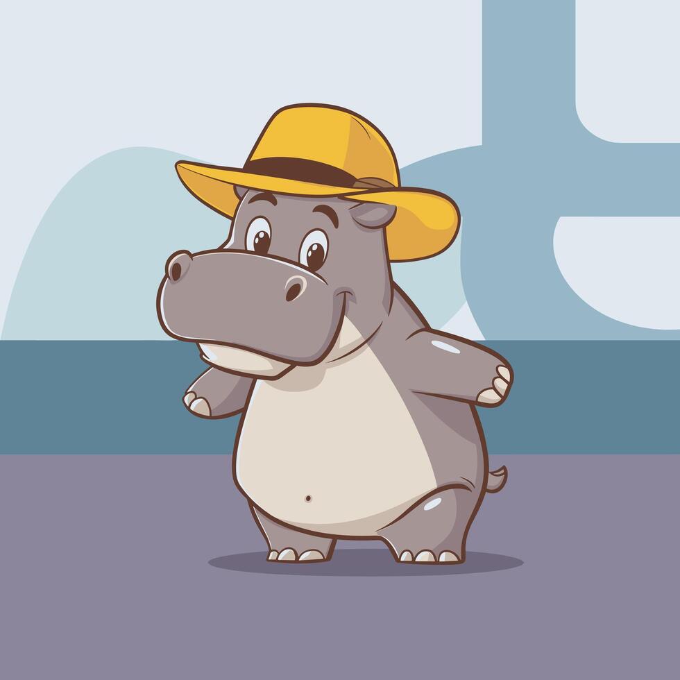 hippo cartoon character isolated on white background vector
