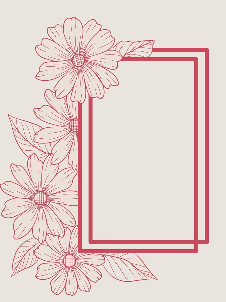 Hand Drawing abstract Floral Frame invitation vector