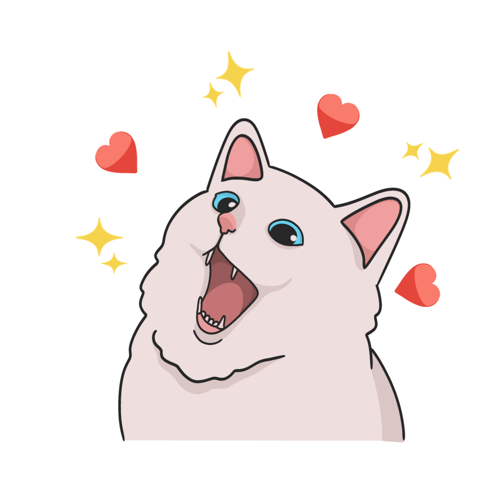 Happy Cat Meme Sticker Tshirt Illustration png
