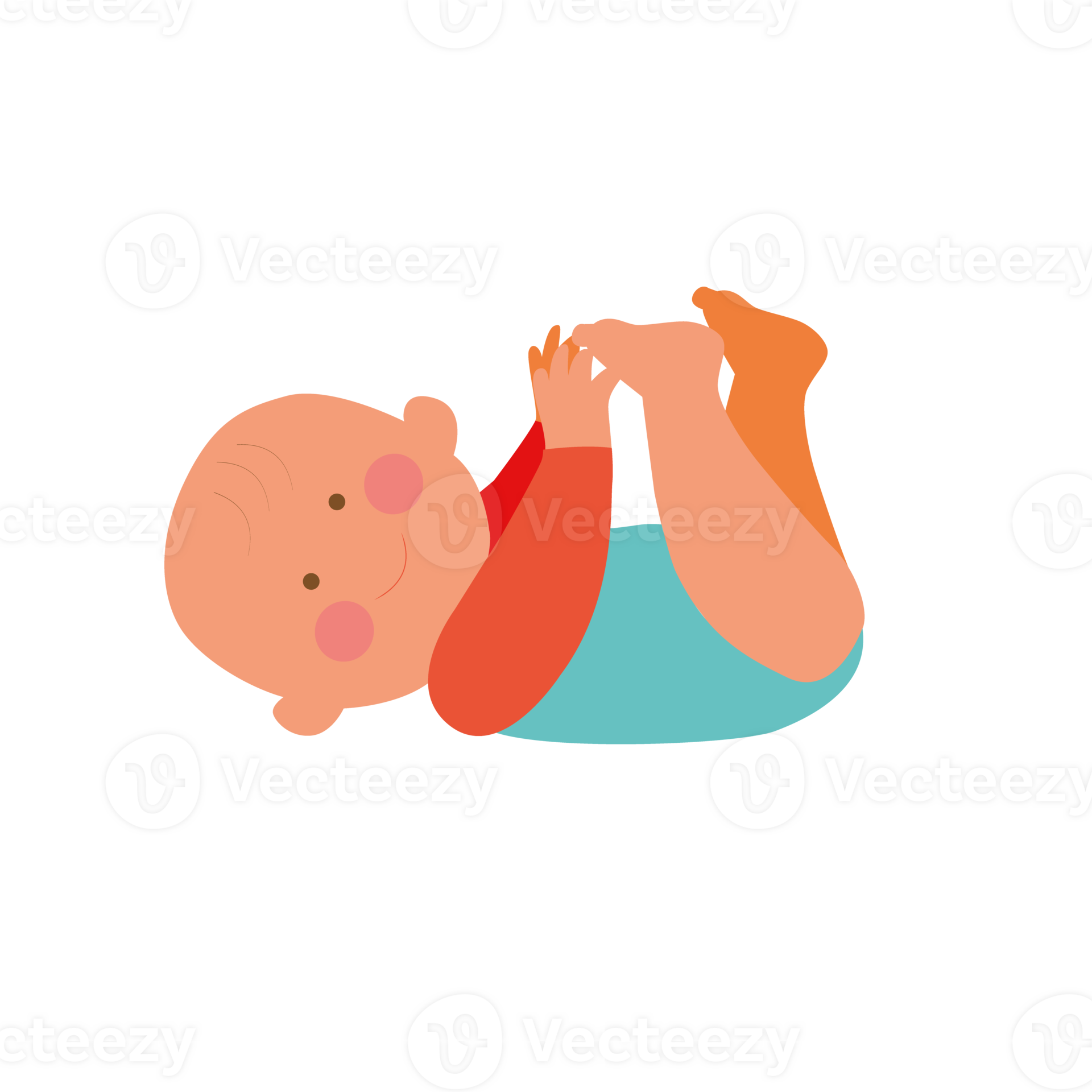 Cute baby lying on his back, he is moving legs and hands 44885928 PNG