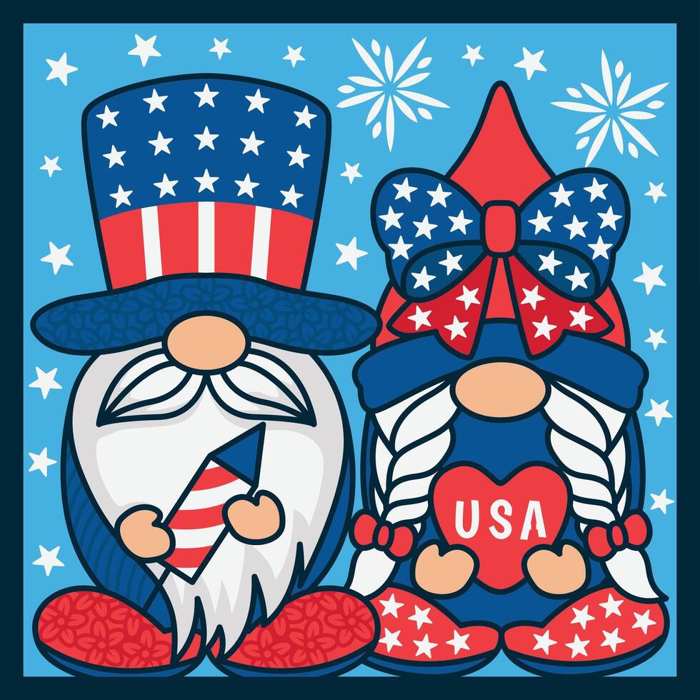 4th of July Gnome Patriotic Background vector