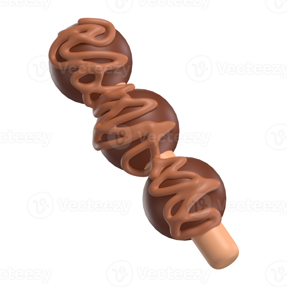 Chocolate Ball Skewers 3D Icon Chocolate with Transparent Background png