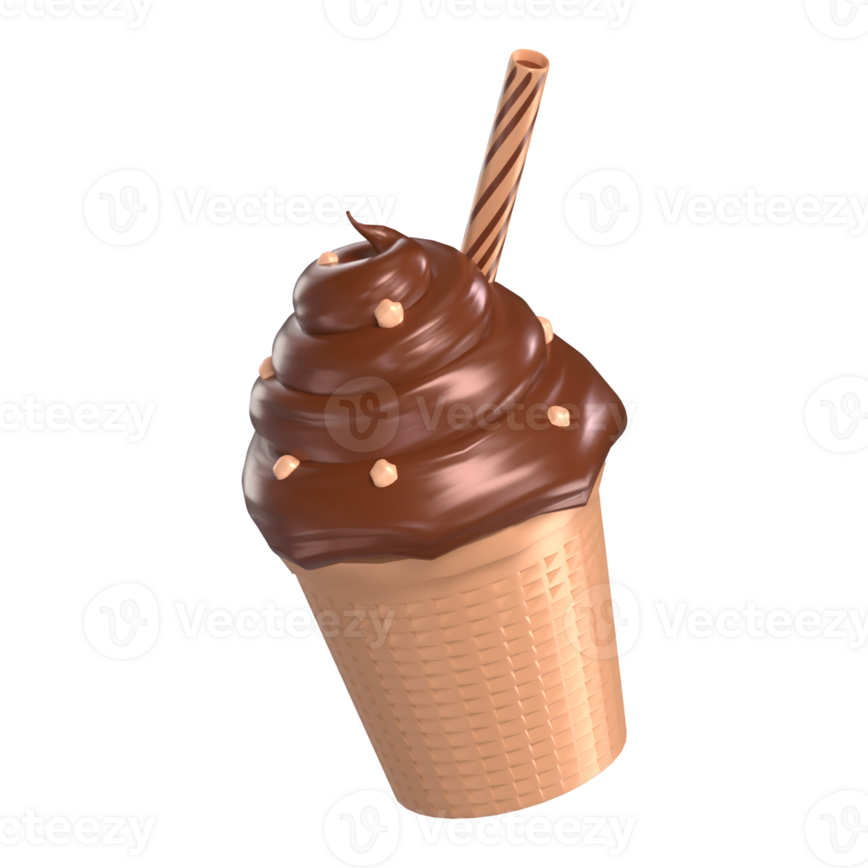 Chocolate Ice Cream 3D Icon Chocolate with Transparent Background png
