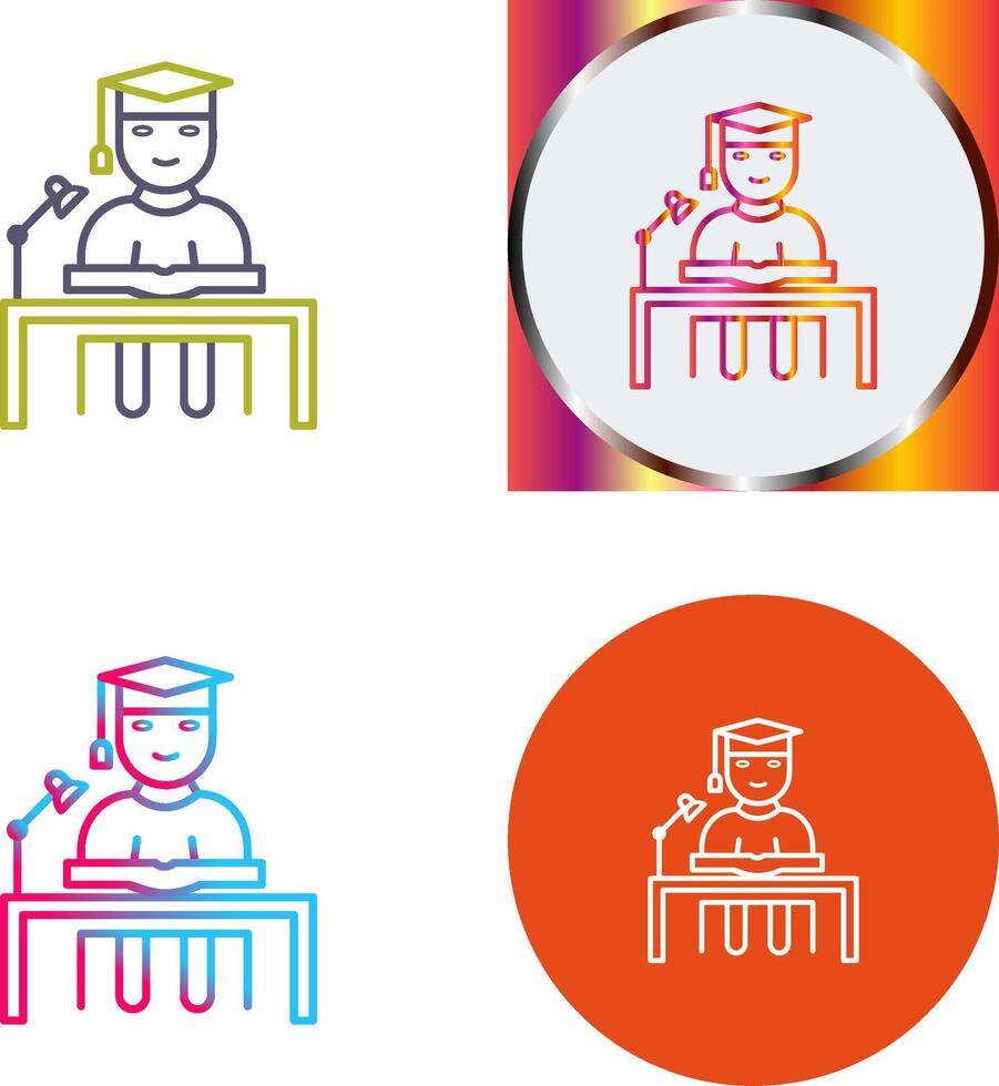 Unique Studying on Desk Icon Design vector