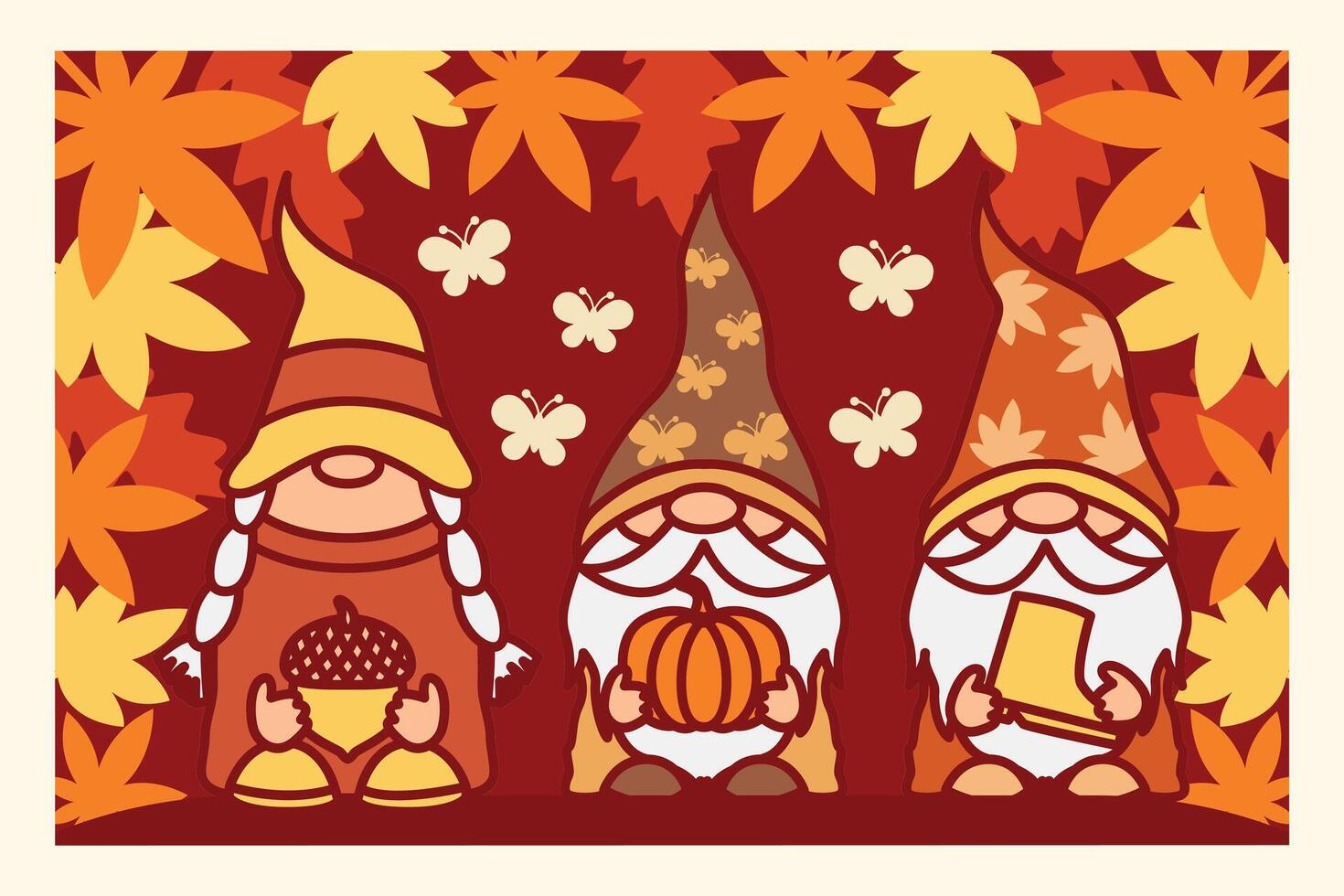Gnome Autumn 3D Background vector