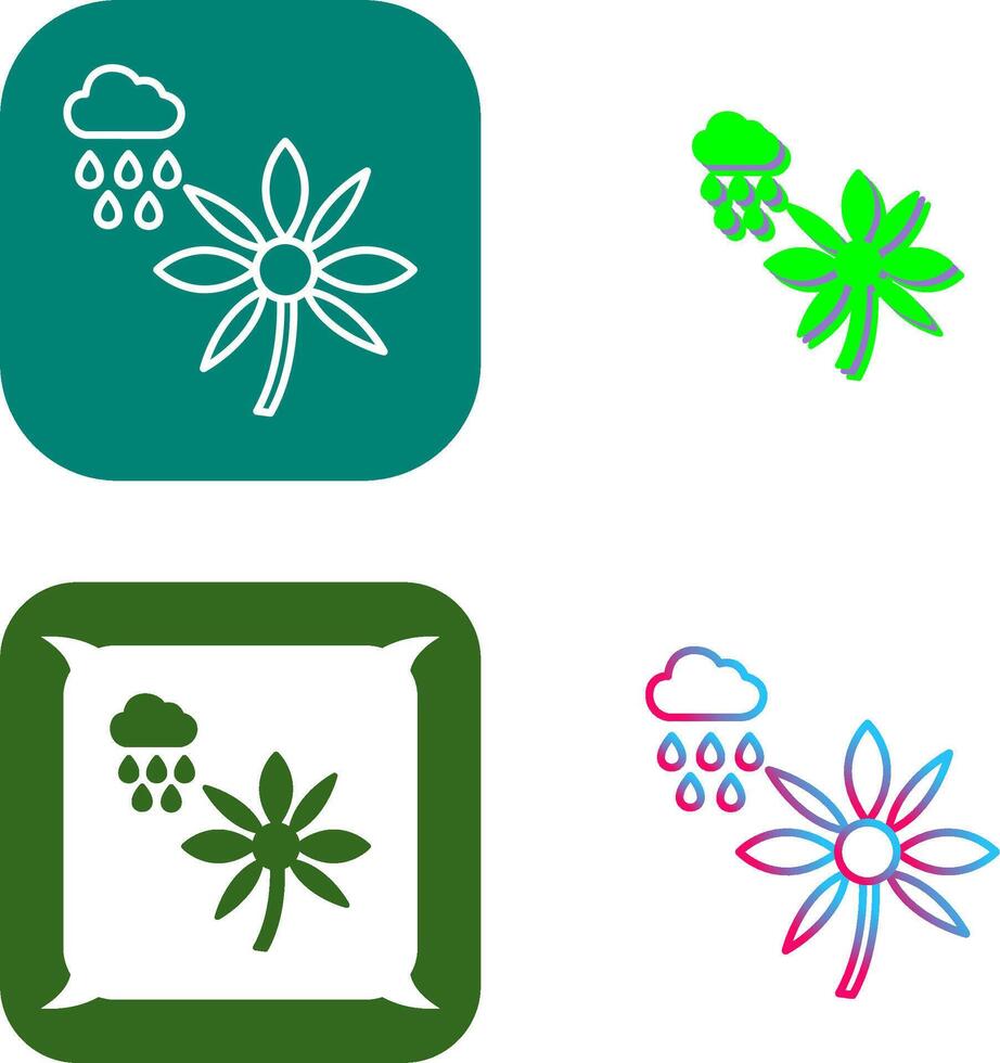 Flower with rain Icon Design vector