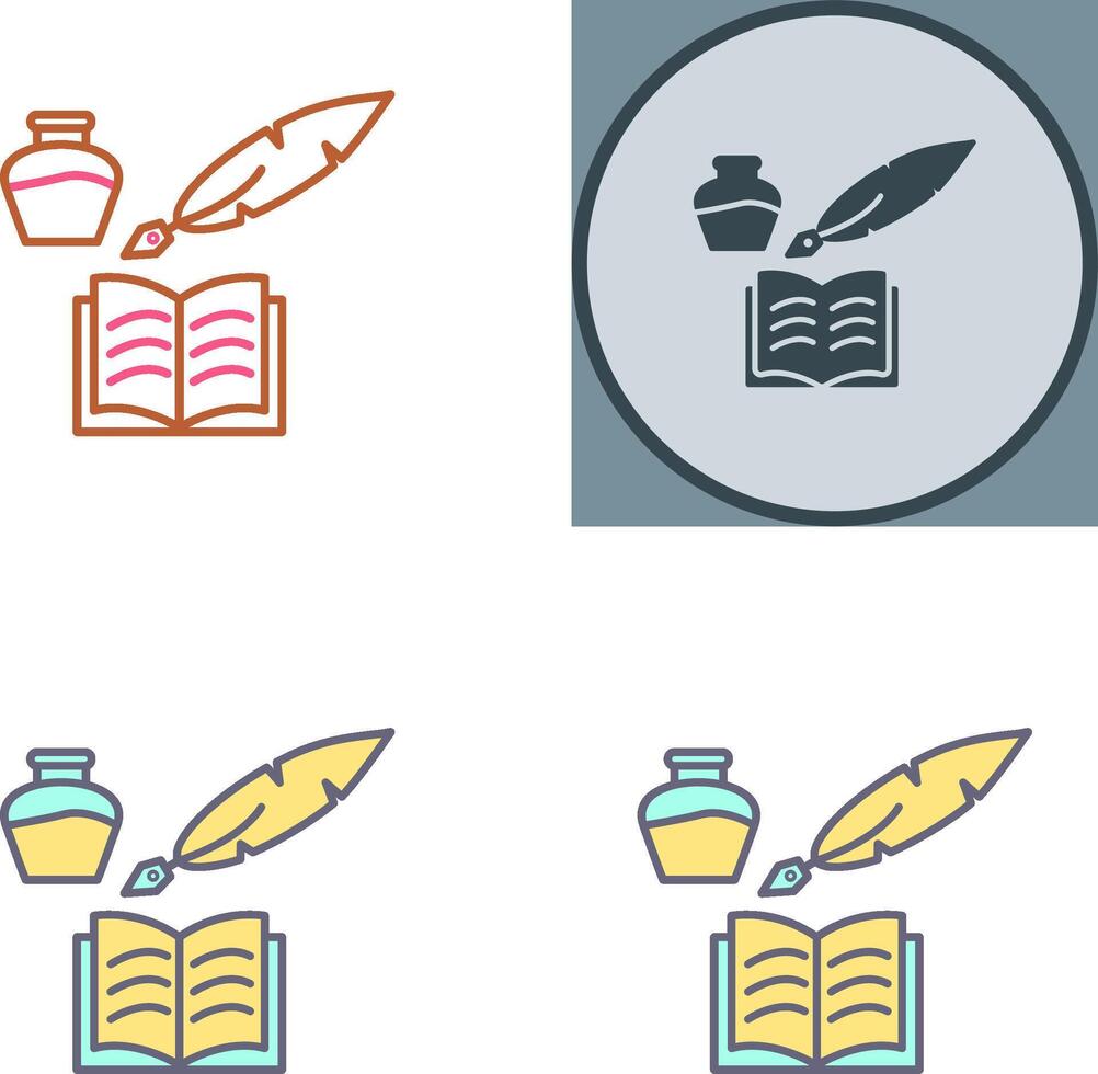 Unique Quill and Book Icon Design vector