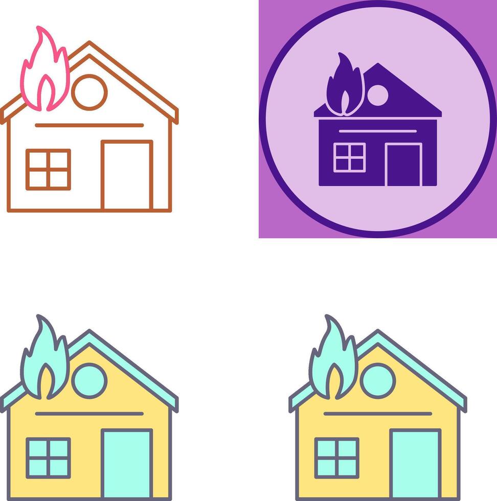 Unique House on Fire Icon Design vector