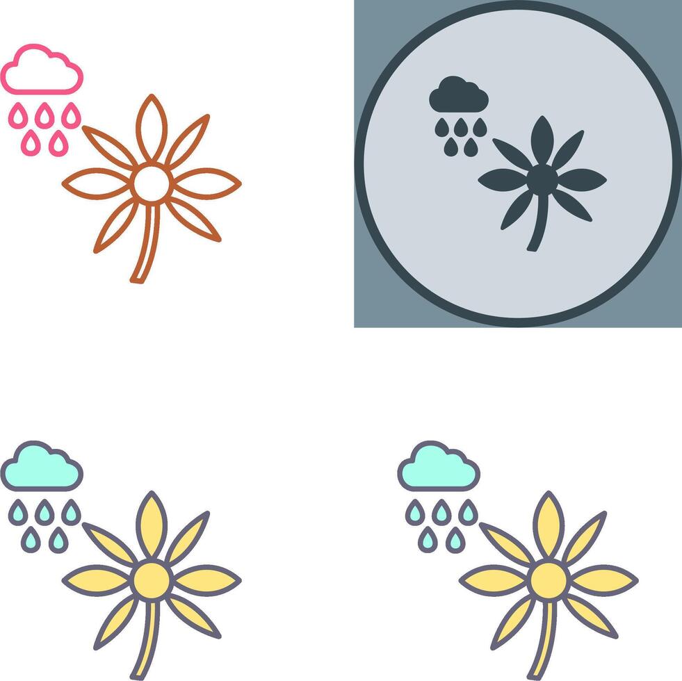 Flower with rain Icon Design vector
