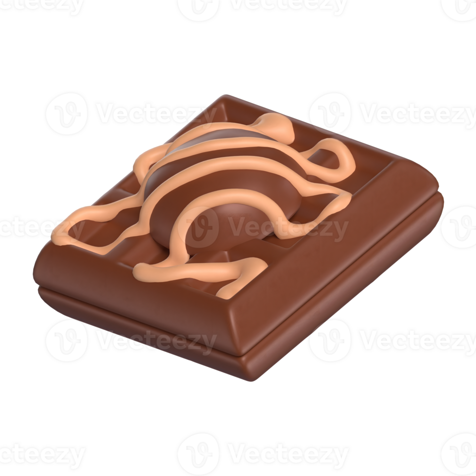 Waffle Dessert 3D Icon Chocolate with Transparent Background png