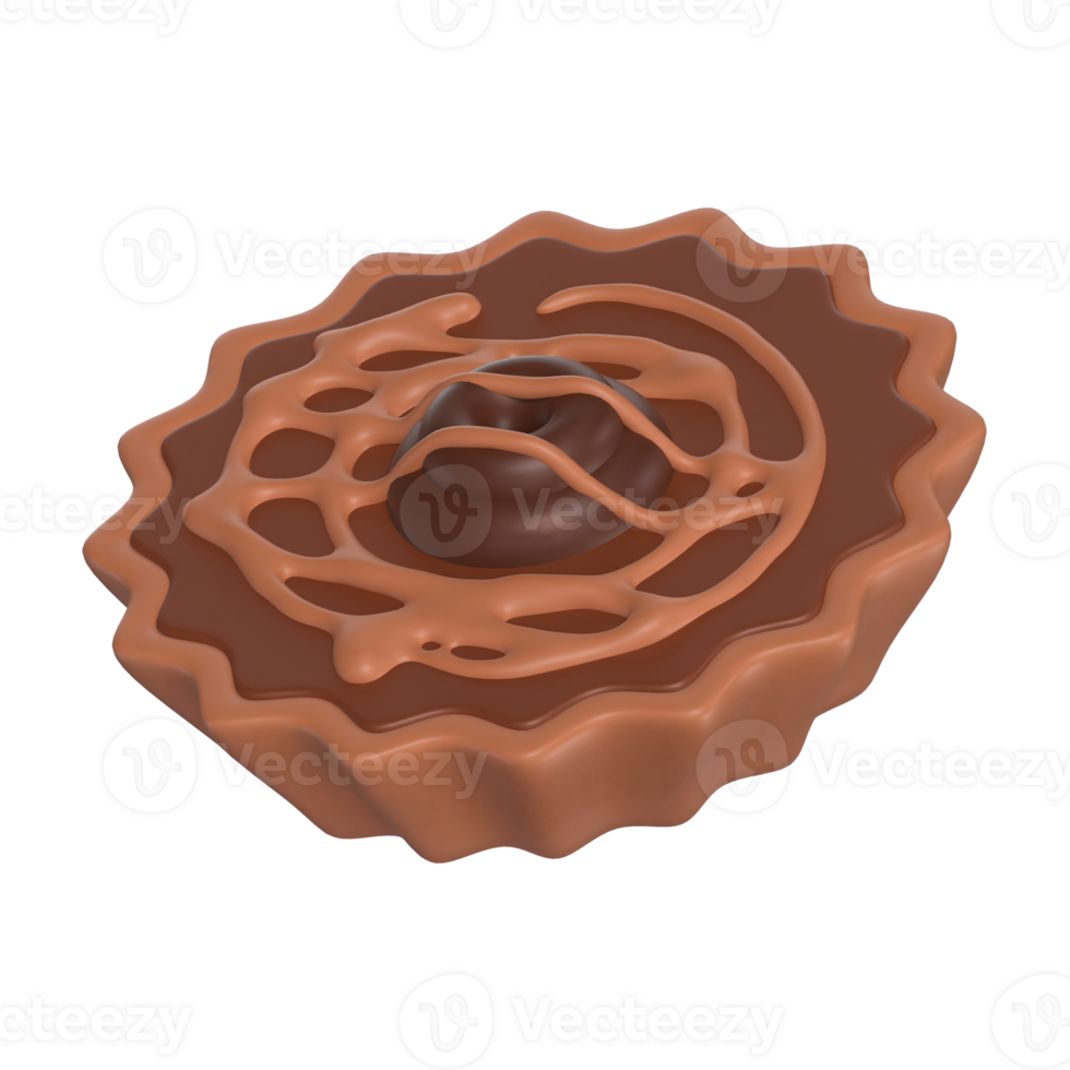 Chocolate Pie With Toppings 3D Icon Chocolate with Transparent Background png