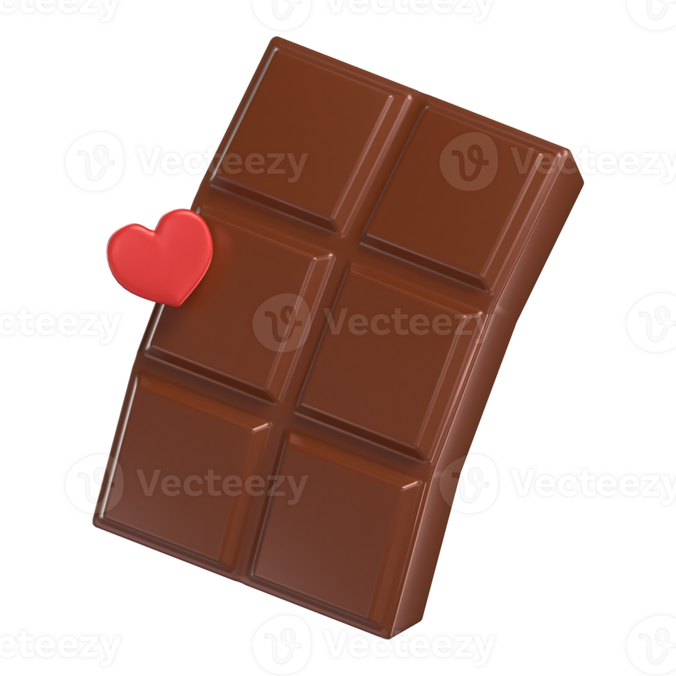 Chocolate And Heart 3D Icon Chocolate with Transparent Background png