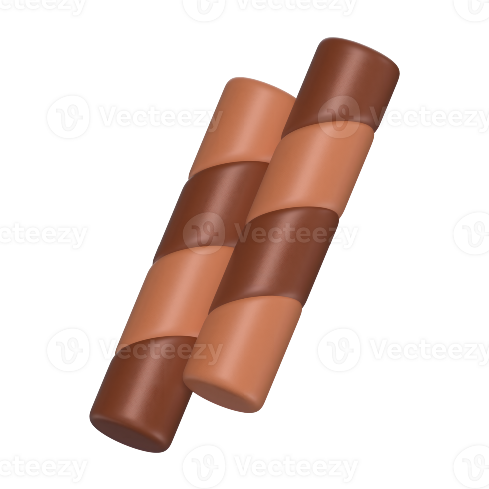 Chocolate Wafer Sticks 3D Icon Chocolate with Transparent Background png
