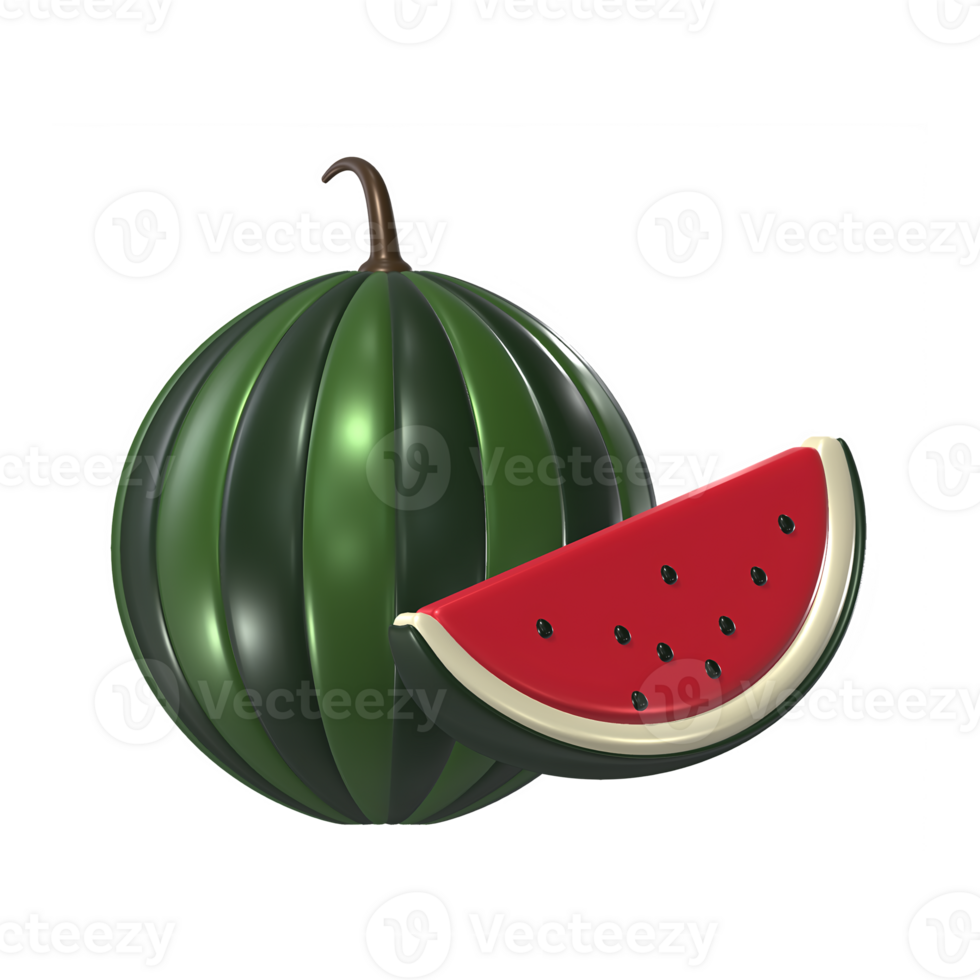Watermelon 3D icon render transparent background png