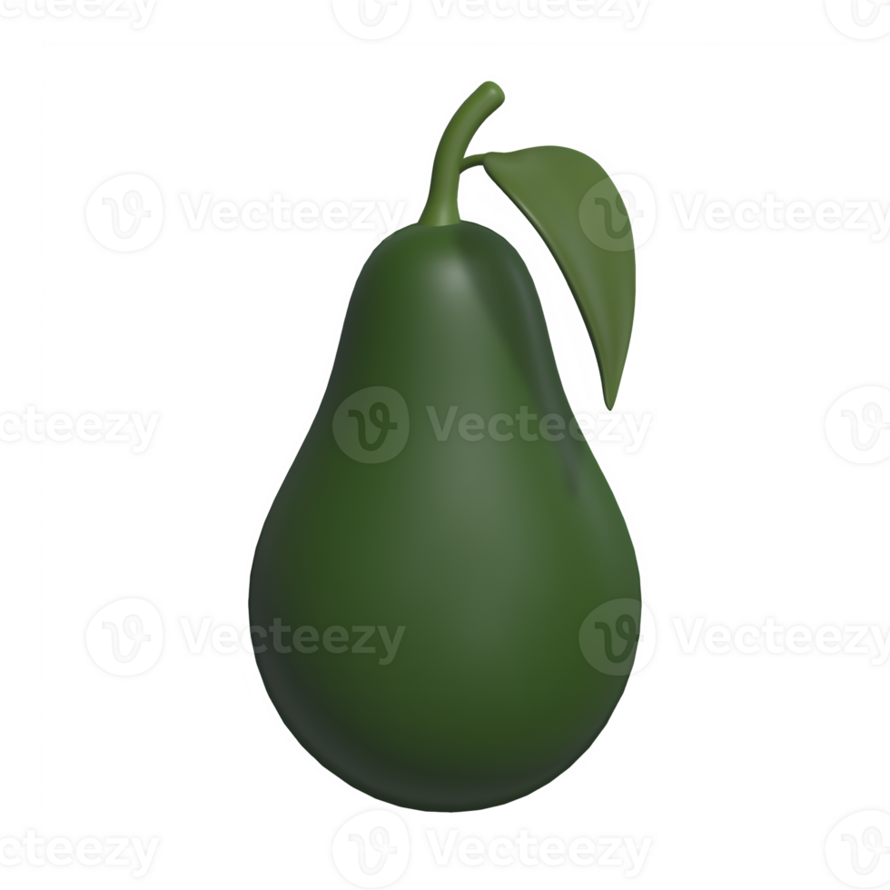 Avocado 3D icon render transparent background png