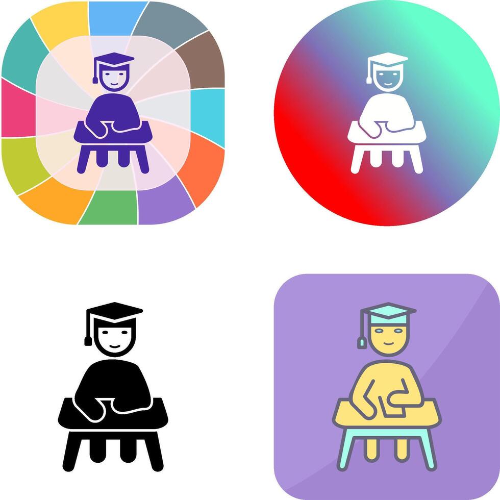 Unique Studying on Desk Icon Design vector