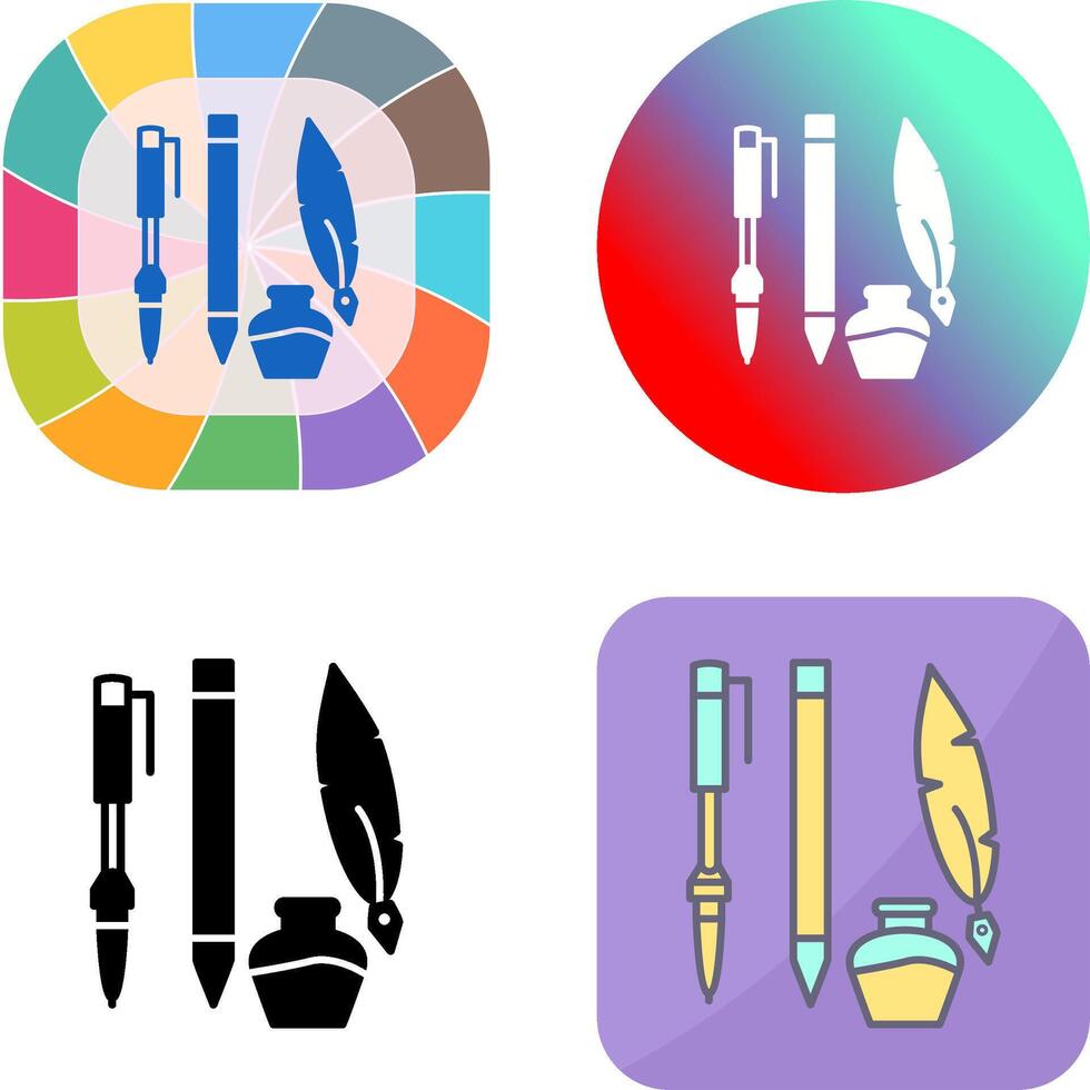 Unique Writing Equipment Icon Design vector
