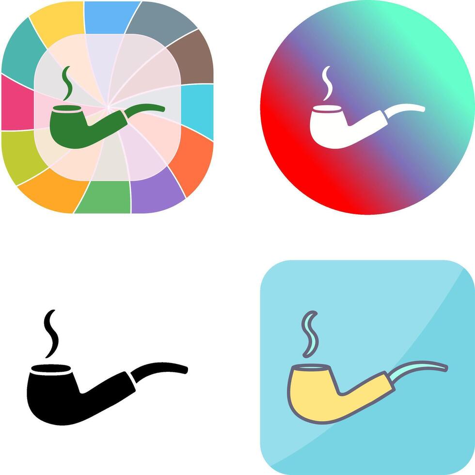 Unique Lit Smoking Pipe Icon Design vector