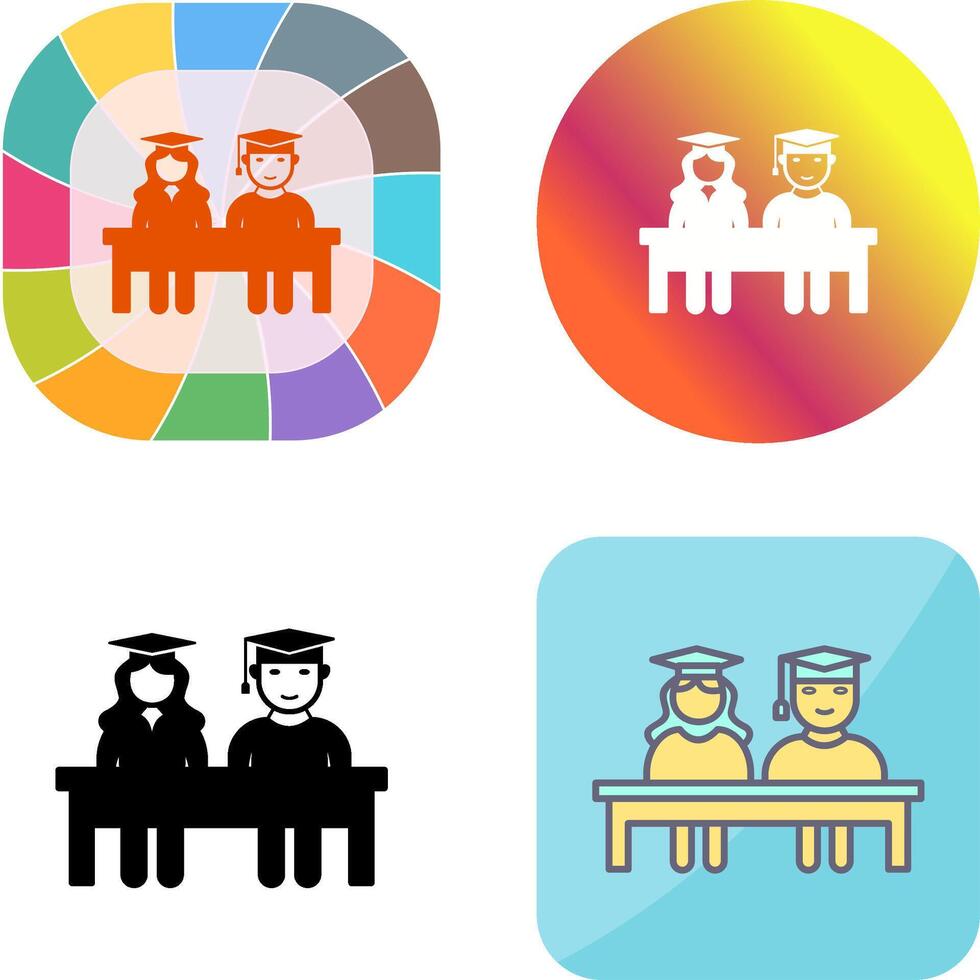 Unique Students Sitting Icon Design vector