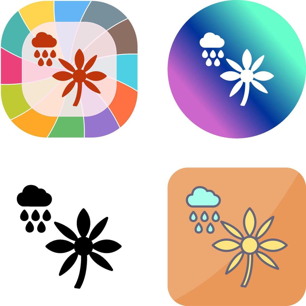 Flower with rain Icon Design vector