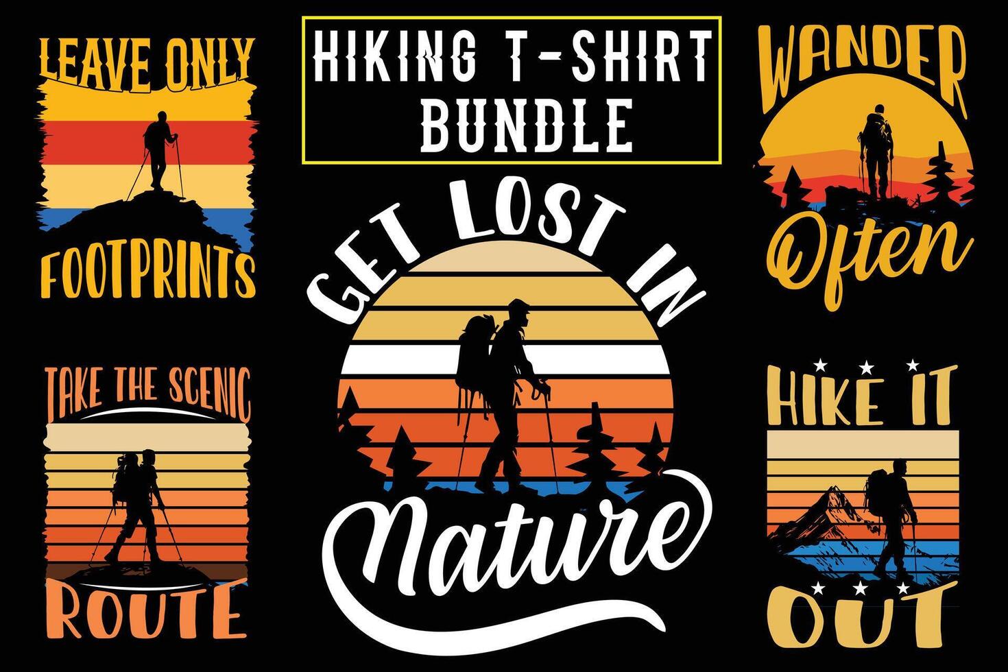 Hiking t shirt design for print on demand, adventure mountain outdoor hiking custom t-shirt design bundle, Adventure is Calling Hiking vector