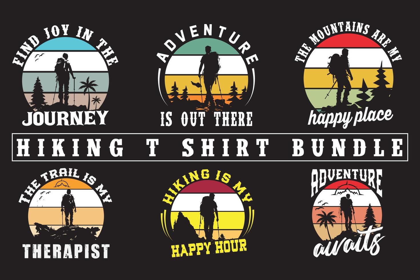 Hiking t shirt design for print on demand, adventure mountain outdoor hiking custom t-shirt design bundle, Adventure is Calling Hiking vector